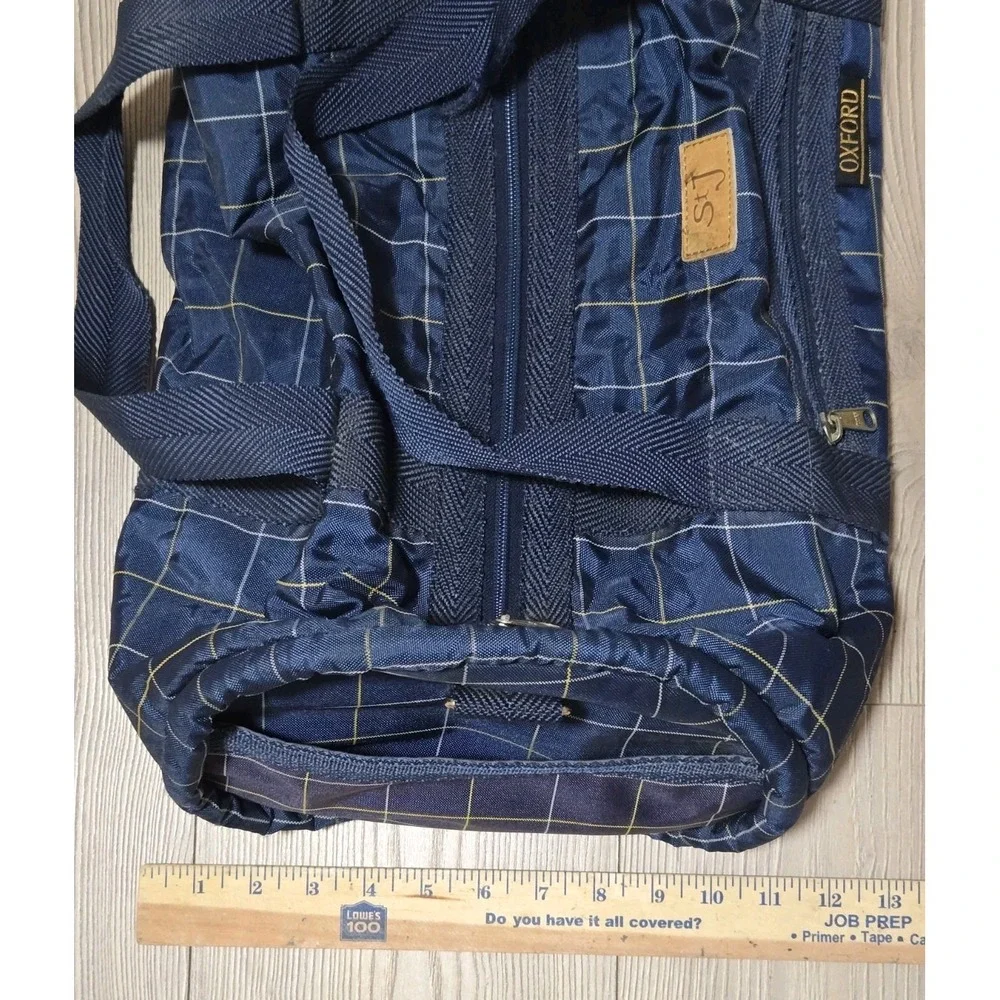 Oxford Blue Plaid Duffle Bag Vintage Polyester / Nylon 22